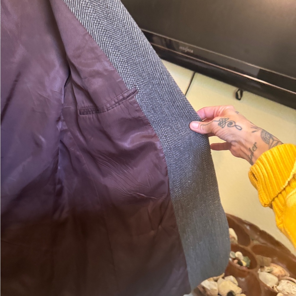 Pendleton 100% Wool Herringbone Blazer With Suede… - image 6